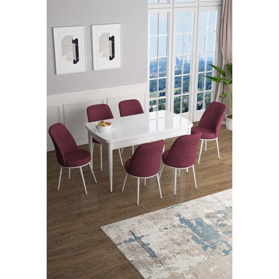 Extendable Dining Table & Chairs Set (7 Pieces) Han - White, Burgundy White
Burgundy Extendable Dining Table & Chairs Set (7 Pieces) Han - White, Burgundy White
Burgundy