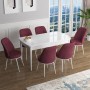 Extendable Dining Table & Chairs Set (7 Pieces) Han - White, Burgundy White
Burgundy