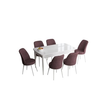Extendable Dining Table & Chairs Set (7 Pieces) Han - White, Dusty Rose White
Dusty Rose
