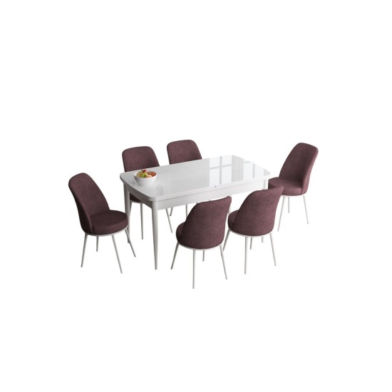 Extendable Dining Table & Chairs Set (7 Pieces) Han - White, Dusty Rose White
Dusty Rose Extendable Dining Table & Chairs Set (7 Pieces) Han - White, Dusty Rose White
Dusty Rose