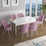 Extendable Dining Table & Chairs Set (7 Pieces) Han - White, Pink White
Pink
