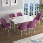 Extendable Dining Table & Chairs Set (7 Pieces) Han - White, Purple White
Purple