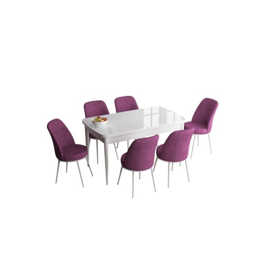 Extendable Dining Table & Chairs Set (7 Pieces) Han - White, Purple White
Purple Extendable Dining Table & Chairs Set (7 Pieces) Han - White, Purple White
Purple
