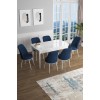 Extendable Dining Table & Chairs Set (7 Pieces) Han - White, Navy Blue White
Navy Blue