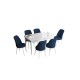 Extendable Dining Table & Chairs Set (7 Pieces) Han - White, Navy Blue White
Navy Blue
