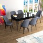 Extendable Dining Table & Chairs Set (7 Pieces) Han - Black Marble, Fume Black Marble
Fume