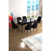 Extendable Dining Table & Chairs Set (7 Pieces) Han - Black Marble, Black Black Marble
Black