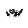 Extendable Dining Table & Chairs Set (7 Pieces) Han - Black Marble, Black Black Marble
Black