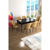 Extendable Dining Table & Chairs Set (7 Pieces) Han - Black Marble, Cappuccino Black Marble
Cappuccino
