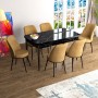 Extendable Dining Table & Chairs Set (7 Pieces) Han - Black Marble, Cappuccino Black Marble
Cappuccino