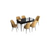 Extendable Dining Table & Chairs Set (7 Pieces) Han - Black Marble, Cappuccino Black Marble
Cappuccino