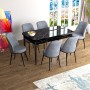 Extendable Dining Table & Chairs Set (7 Pieces) Han - Black Marble, Grey Black Marble
Grey