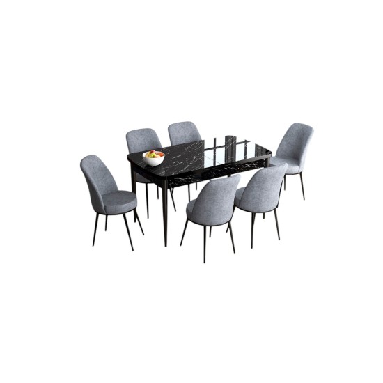 Extendable Dining Table & Chairs Set (7 Pieces) Han - Black Marble, Grey Black Marble
Grey Extendable Dining Table & Chairs Set (7 Pieces) Han - Black Marble, Grey Black Marble
Grey