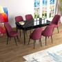 Extendable Dining Table & Chairs Set (7 Pieces) Han - Black Marble, Burgundy Black Marble
Burgundy