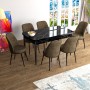 Extendable Dining Table & Chairs Set (7 Pieces) Han - Black Marble, Brown Black Marble
Brown