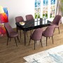 Extendable Dining Table & Chairs Set (7 Pieces) Han - Black Marble, Dusty Rose Black Marble
Dusty Rose