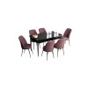 Extendable Dining Table & Chairs Set (7 Pieces) Han - Black Marble, Dusty Rose Black Marble
Dusty Rose