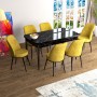 Extendable Dining Table & Chairs Set (7 Pieces) Han - Black Marble, Mustard Black Marble
Mustard