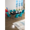Extendable Dining Table & Chairs Set (7 Pieces) Han - Black Marble, Turquoise Black Marble
Turquoise