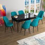 Extendable Dining Table & Chairs Set (7 Pieces) Han - Black Marble, Turquoise Black Marble
Turquoise