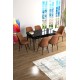 Extendable Dining Table & Chairs Set (7 Pieces) Han - Black Marble, Tile Red Black Marble
Tile Red