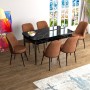 Extendable Dining Table & Chairs Set (7 Pieces) Han - Black Marble, Tile Red Black Marble
Tile Red