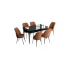 Extendable Dining Table & Chairs Set (7 Pieces) Han - Black Marble, Tile Red Black Marble
Tile Red