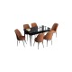 Extendable Dining Table & Chairs Set (7 Pieces) Han - Black Marble, Tile Red Black Marble
Tile Red