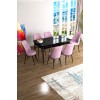 Extendable Dining Table & Chairs Set (7 Pieces) Han - Black Marble, Pink Black Marble
Pink