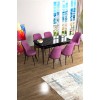 Extendable Dining Table & Chairs Set (7 Pieces) Han - Black Marble, Purple Black Marble
Purple