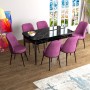 Extendable Dining Table & Chairs Set (7 Pieces) Han - Black Marble, Purple Black Marble
Purple