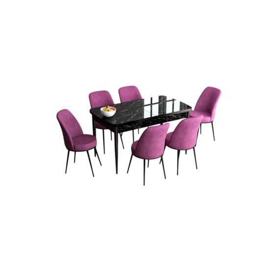 Extendable Dining Table & Chairs Set (7 Pieces) Han - Black Marble, Purple Black Marble
Purple Extendable Dining Table & Chairs Set (7 Pieces) Han - Black Marble, Purple Black Marble
Purple