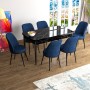 Extendable Dining Table & Chairs Set (7 Pieces) Han - Black Marble, Navy Blue Black Marble
Navy Blue