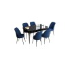 Extendable Dining Table & Chairs Set (7 Pieces) Han - Black Marble, Navy Blue Black Marble
Navy Blue