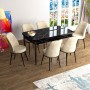 Extendable Dining Table & Chairs Set (7 Pieces) Han - Black Marble, Cream Black Marble
Cream