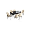 Extendable Dining Table & Chairs Set (7 Pieces) Han - Black Marble, Cream Black Marble
Cream