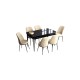 Extendable Dining Table & Chairs Set (7 Pieces) Han - Black Marble, Cream Black Marble
Cream