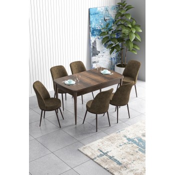 Extendable Dining Table & Chairs Set (7 Pieces) Han - Baroque, Brown Baroque
Brown