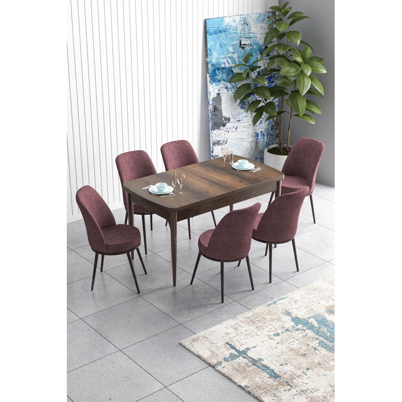 Extendable Dining Table & Chairs Set (7 Pieces) Han - Baroque, Dusty Rose Baroque
Dusty Rose