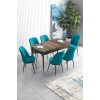 Extendable Dining Table & Chairs Set (7 Pieces) Han - Baroque, Turquoise Baroque
Turquoise