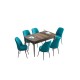 Extendable Dining Table & Chairs Set (7 Pieces) Han - Baroque, Turquoise Baroque
Turquoise