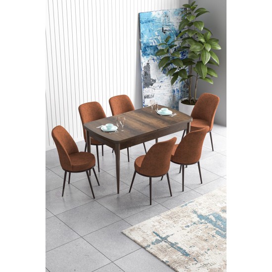 Extendable Dining Table & Chairs Set (7 Pieces) Han - Baroque, Tile Red Baroque
Tile Red