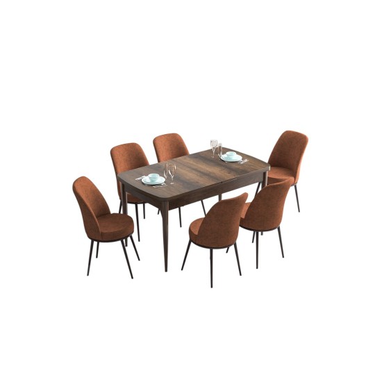 Extendable Dining Table & Chairs Set (7 Pieces) Han - Baroque, Tile Red Baroque
Tile Red