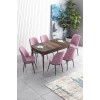 Extendable Dining Table & Chairs Set (7 Pieces) Han - Baroque, Pink Baroque
Pink