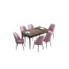 Extendable Dining Table & Chairs Set (7 Pieces) Han - Baroque, Pink Baroque
Pink