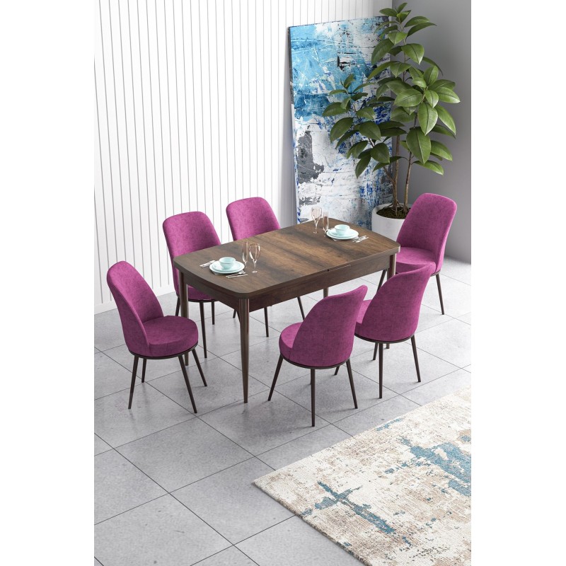 Extendable Dining Table & Chairs Set (7 Pieces) Han - Baroque, Purple Baroque
Purple