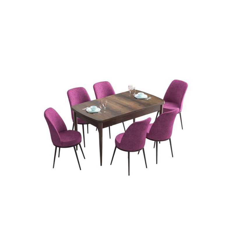 Extendable Dining Table & Chairs Set (7 Pieces) Han - Baroque, Purple Baroque
Purple