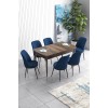 Extendable Dining Table & Chairs Set (7 Pieces) Han - Baroque, Navy Blue Baroque
Navy Blue
