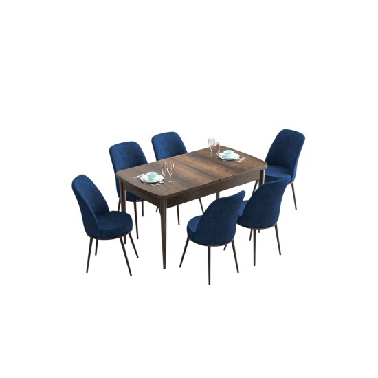 Extendable Dining Table & Chairs Set (7 Pieces) Han - Baroque, Navy Blue Baroque
Navy Blue