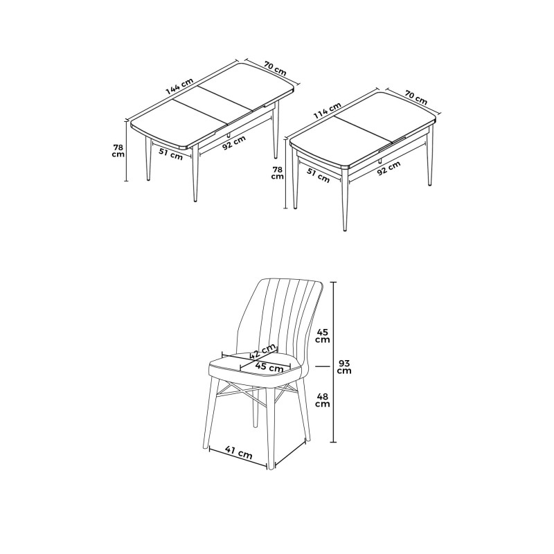Extendable Dining Table & Chairs Set (7 Pieces) Nef - White, Fume White
Fume